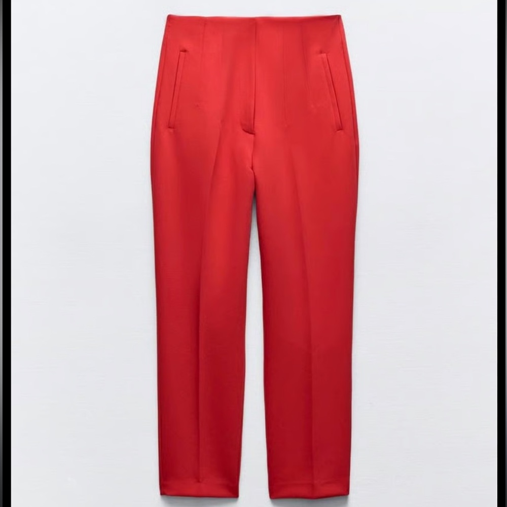 High waisted  Red Zara Trousers